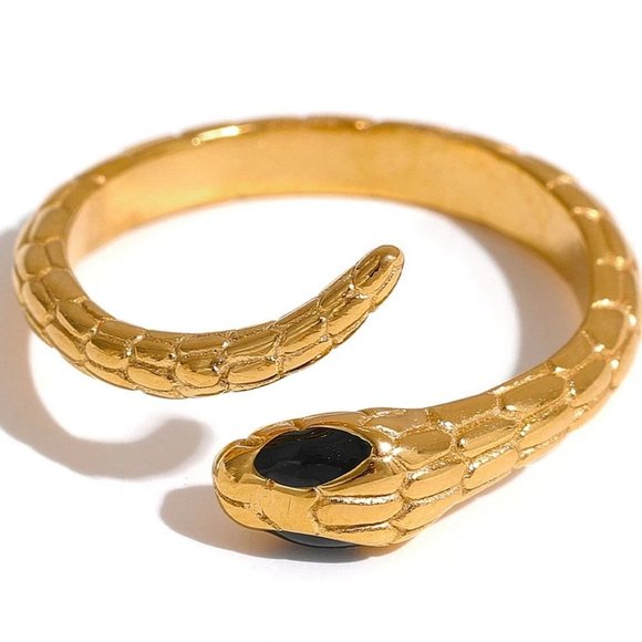 NEW 18K Gold Plated Snake Serpent Ring - Picture 2 of 6
